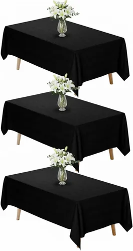 Miniatura 17 de Fixwal Paquete de 2 manteles rectangulares negros de 60 x 102 pulgadas, reutilizables, resistentes, lavables, para mesas de 6 pies, bodas, fiestas