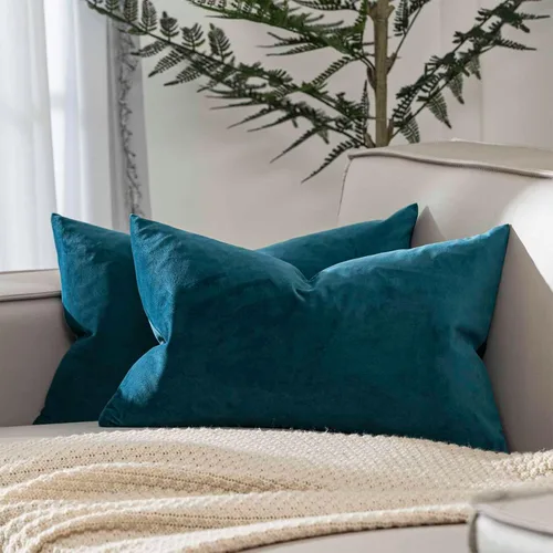 Miniatura 124 de Juspurbet - Juego de 2 fundas decorativas de terciopelo para cojines, fundas suaves para sofá, cama o sillón con cremallera oculta, para sala