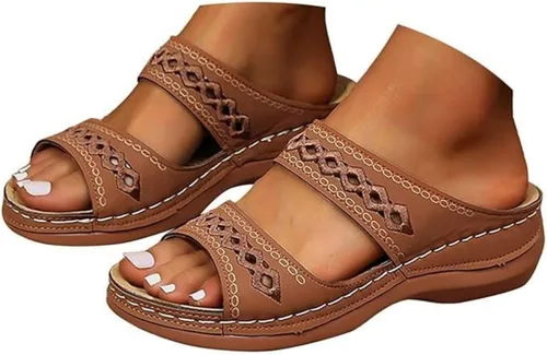 Miniatura 9 de Sandalias de verano elegantes para mujer, planas, bonitas, informales, para playa, cómodas, ortopédicas, sin cordones, sandalias ortopédicas