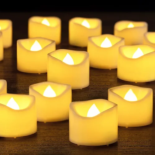 Miniatura 13 de 24 PCS Velas de Té que Cambian de Color Lentamente Operadas con Batería, Luces de Té Eléctricas Coloridas Parpadeantes sin Llama, Velas Votivas LED