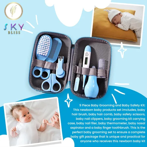 Miniatura 2 de Sky Bliss Set de regalo para bebé de 20 piezas (azul), juego de regalo para bebé recién nacido, ropa de bebé, oso de peluche, chupete, kit de aseo