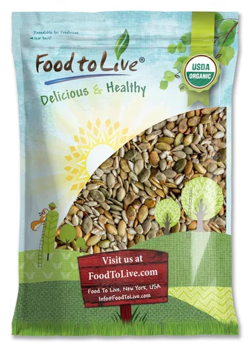 Miniatura 9 de Food to Live Mezcla orgánica de semillas de girasol y calabaza tostadas en seco con sal del Himalaya, 1 libra - Asado al horno, ligeramente salado