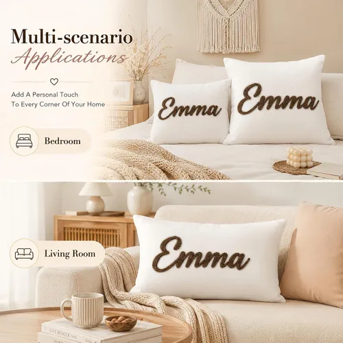 Miniatura 6 de Almohada con monograma bordada personalizada, funda de almohada lumbar con nombre personalizado, regalo para niñas, parejas y mujeres, almohadas