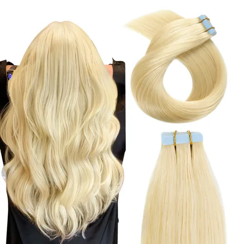 Miniatura 32 de YILITE Extensiones de cabello adhesivas de color rojo, 18 pulgadas, 50 g, 20 unidades, #99J, 100% cabello humano Remy, trama de piel sin costuras