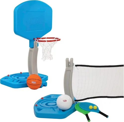 Wahu Paquete de juego de deportes de piscina 3 en 1 con juego de baloncesto, voleibol y pelota de remo Multicolor