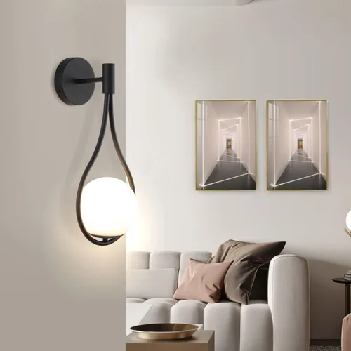 Miniatura 9 de BOKT Moderna lámpara de pared de vidrio negro apliques montados en la pared, de mediados de siglo, para dormitorio, mesita de noche, luz de pared