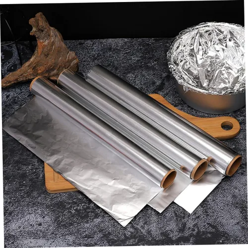 Miniatura 7 de KALLORY Horno para hornear hojas de papel de aluminio 4 rollos rollo de papel de estaño 11.8 in x 6.6 ft extra resistente suministro para el hogar