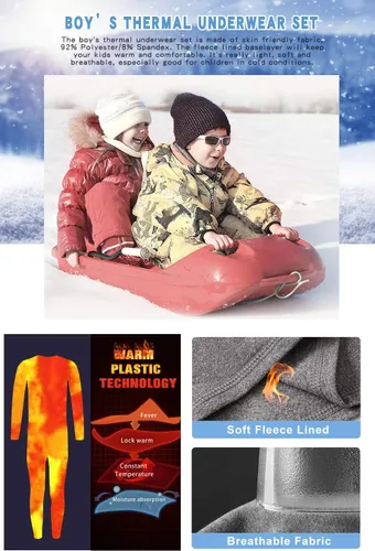 Miniatura 3 de MEETYOO Conjunto de ropa interior térmica unisex para niños y niñas