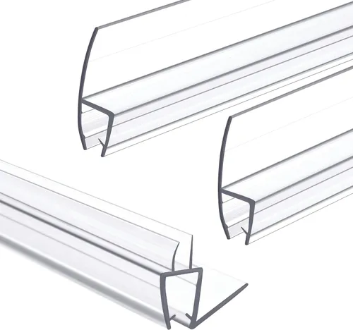 Miniatura 10 de Sello inferior de puerta de ducha con barrido, paquete de 2, tiras transparentes de PVC de 39 pulgadas de longitud para puerta de vidrio sin marco