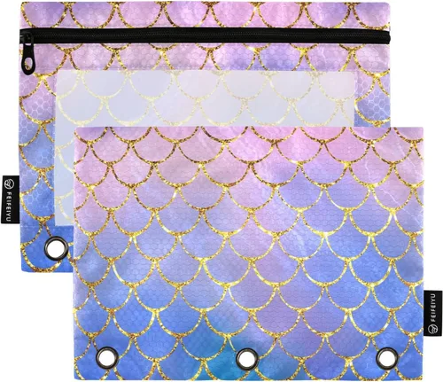 Miniatura 9 de Estuche para lápices de fresas rosas para carpetas de 3 anillas, estuche para lápices, bolsa de maquillaje con ventana transparente para almacenar