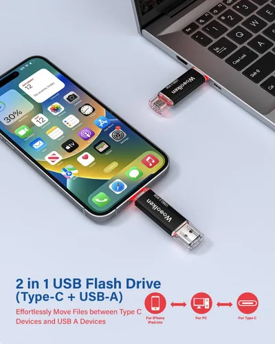 Miniatura 2 de Unidad flash USB C de 8 GB, paquete de 10 unidades flash Wooolken tipo C + USB 2.0 Thumb Drive OTG Memory Stick compatible con iPhone 16/15