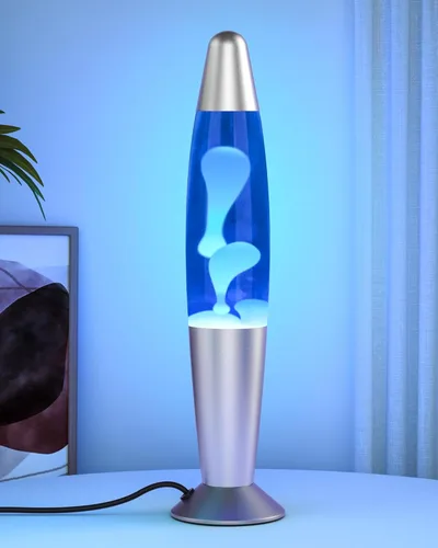 Lámpara de movimiento LED azul para adultos y niños, lámparas de movimiento líquido con flujos de cera blanca, luz nocturna para decoración de