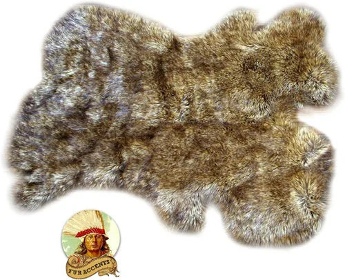 Miniatura 2 de Alfombra de piel sintética de lince, león, lobo, coyote con manchas marrones, alfombra de piel sintética flotante, forro de gamuza (2 x 3 pies)
