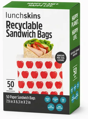Miniatura 6 de Lunchskins Bolsas de Sándwich XL Reciclables y Sellables – 50 Unidades Diseño de Rayas Bolsas Ecológicas para Almacenamiento de Alimentos Hechas