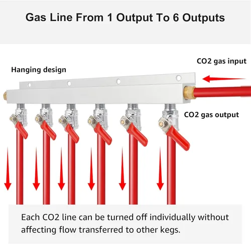 Miniatura 4 de Colector de distribución de gas de 6 vías, OD 5/16 pulgadas, divisor de CO2, distribuidor de gas, colector de gas barril de cerveza, apto