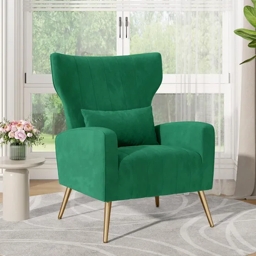 Miniatura 7 de Nalupatio Sillas de Acento Modernas para Sala de Estar Sillas Tapizadas de Tela de Terciopelo Silla de Lectura Sillón con Brazos de Mediados de Verde