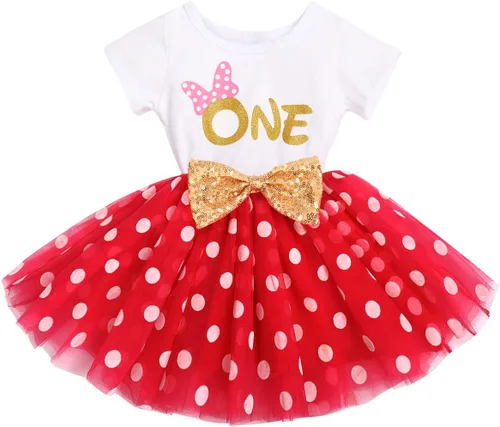 Miniatura 11 de IBTOM CASTLE - Vestido de princesa con falda tipo tutú para niñas que cumplan 1 o 2 años, incluye moñito con lentejuelas