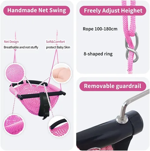 Miniatura 5 de 2 en 1 columpio para niños pequeños. Asiento de columpio para niños con cuerdas ajustables, para niños, juego de columpios resistentes con cuerdas