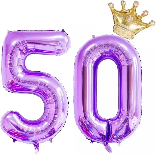 Miniatura 9 de Globos negros del número 50 de 40 pulgadas con corona, globos de cumpleaños 50 para hombres y mujeres, decoraciones de cumpleaños 50, globos