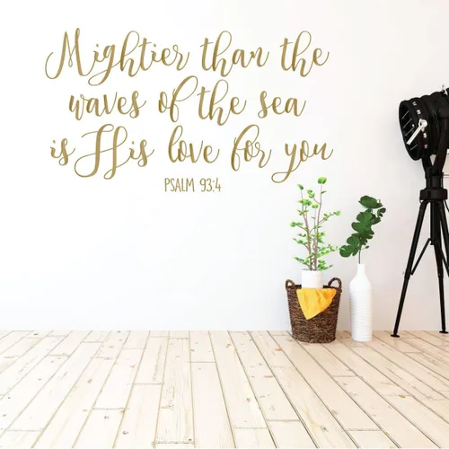 Miniatura 6 de Adhesivo de vinilo con cita religiosa Salmo 93:4 Mightier Than The Waves of the Sea Vinilo Calcomanía para decoración del hogar para dormitorio