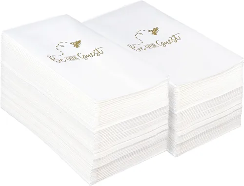 Miniatura 8 de AMERICAN HOMESTEAD - Toallas de Mano Desechables para Baño - Diseño Decorativo Be Our Guest Dorado - Servilletas de Invitados Similares al Lino