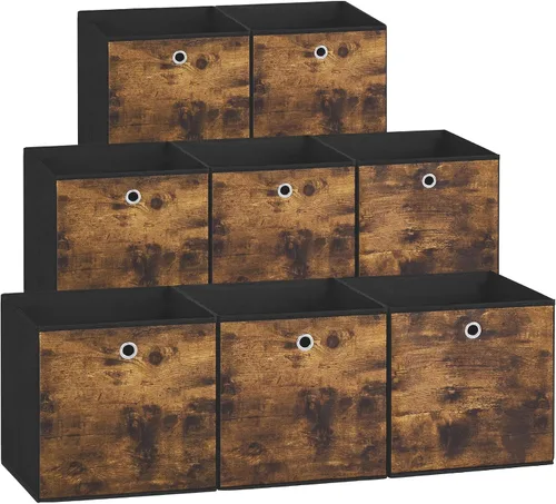 Miniatura 16 de SONGMICS Cubitos de almacenamiento, juego de 6 contenedores de almacenamiento con asas, cajas de almacenamiento plegables de tela Oxford y tela
