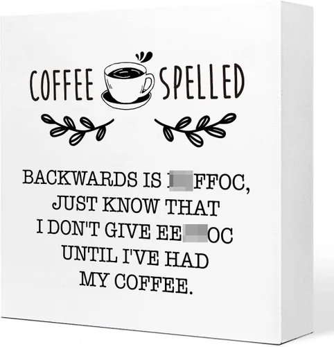 Miniatura 7 de Cartel de madera con texto en inglés "Funny Without Coffee Chaos", letrero rústico de madera de café para el hogar, cocina, oficina, cafetería, bar
