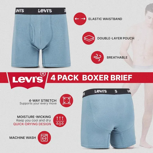 Miniatura 5 de Levi's Calzoncillos tipo bóxer transpirables y elásticos para hombre, paquete de 4