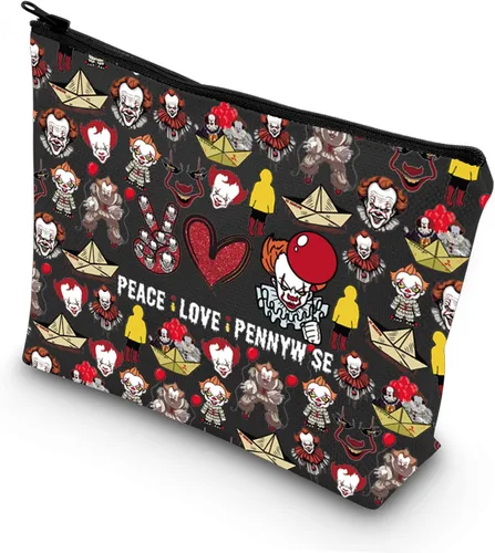 Miniatura 10 de Bolsa de maquillaje cosmética de payasos para fanáticos de la película, regalo de paz, amor, película, maquillaje, cremallera, bolsa de regalo