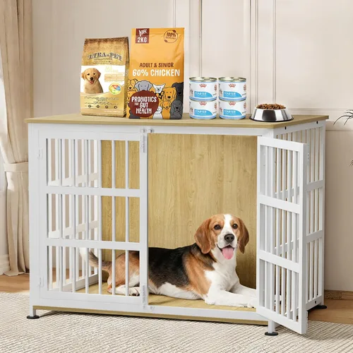 Miniatura 18 de Mueble Jaula para Perros de 46'' Jaula para Perros de Raza Grande Jaulas para Perros de Interior Jaulas para Perros de Madera Mesa Auxiliar Jaula
