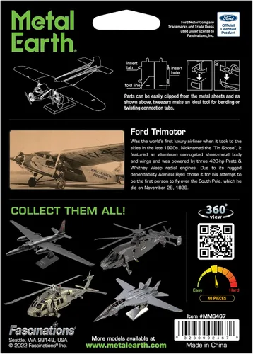 Miniatura 7 de Metal Earth Ford Trimotor 3D Kit de modelado de metal Fascinaciones