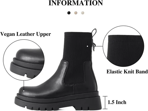 Miniatura 2 de Shoe'N Tale Chelsea - Botines para mujer, con plataforma elástica, suela elástica, antideslizantes, punta redonda, sin cordones