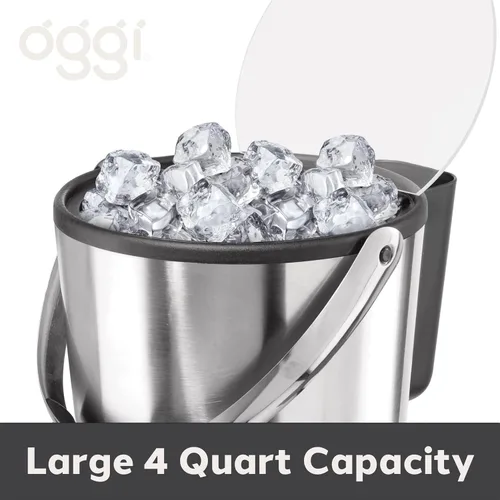 Miniatura 5 de Oggi Cubo de hielo aislado, 4 cuartos de galón/3.8 L, acero inoxidable, negro.