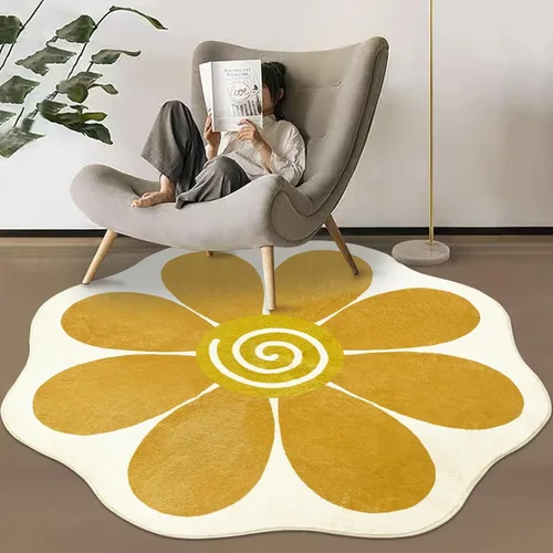 Miniatura 2 de USTIDE Alfombra redonda grande de 63 pulgadas, alfombra circular floral para sala de estar, dormitorio, lavable y suave, alfombra de piso