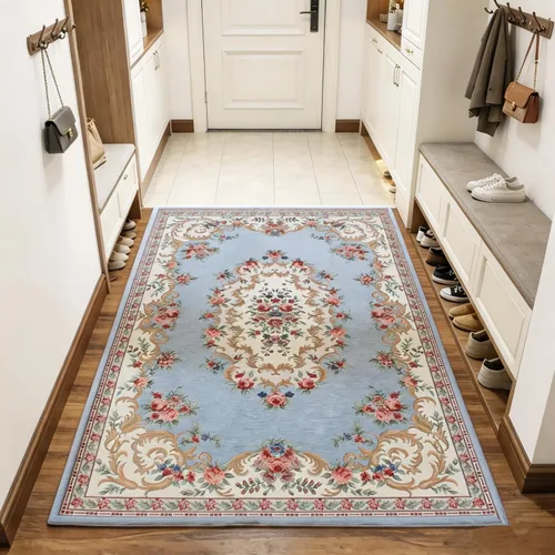 Miniatura 18 de Ukeler - Alfombra rústica con diseño floral para sala, dormitorio, comedor, Country rústico, Azul (luxury blue)