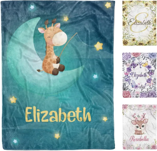 Miniatura 10 de AVIClothes Manta de bebé niña personalizada, mantas personalizadas con diseño de mariposas y flores, manta de bebé con nombre para niña, 30 x 40