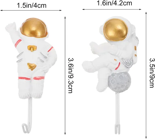 Miniatura 2 de 2 ganchos de pared de astronauta, resistentes para montar en la pared, ganchos adhesivos para bata, toallas, llaves, perchero, perchero
