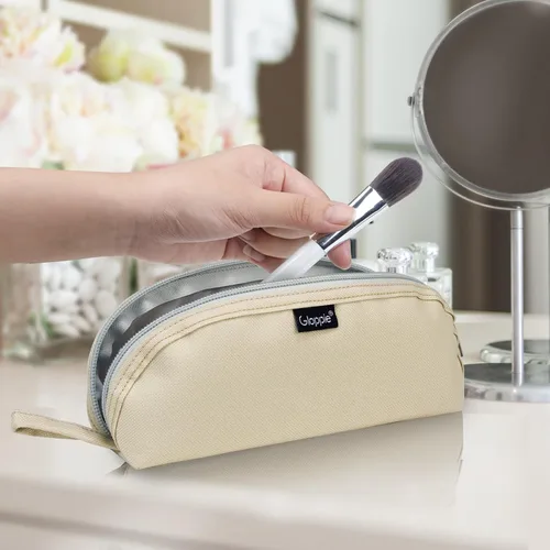 Miniatura 3 de Gloppie Soporte Portátil de Brochas de Maquillaje para Viajes Estuche de Viaje de Brochas de Maquillaje, Blanco hueso