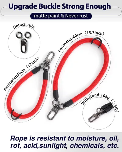 Miniatura 6 de Correa de teléfono para mano/muñeca, Parche de cordón para teléfono ×2, Soporte para funda de teléfono celular, Correa de muñeca para llaves, Rojo