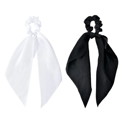 Miniatura 2 de Cinta elástica de satén para el cabello, soportes para cola de caballo anudados y lazos para el cabello, juego de 2 piezas para mujeres y niñas