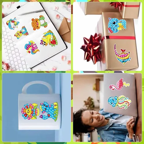 Miniatura 2 de ACSAUMMY Kits de Pegatinas de Pintura de Arte de Diamante para Niños, 36 piezas de Lindas Pegatinas de Pintura de Arte de Diamante 5D Pegatinas