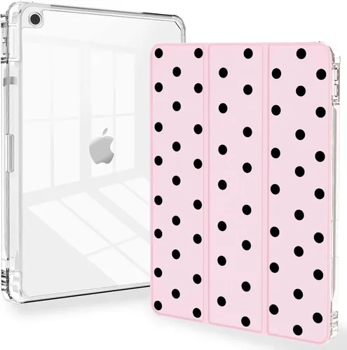 Miniatura 10 de Feams Funda para iPad de 9ª generación, funda triple para iPad 10.2, cubierta trasera transparente con soporte para lápiz y apagado Ángel