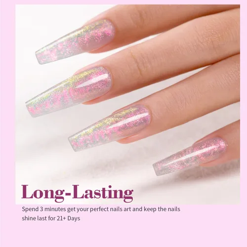 Miniatura 2 de RARJSM Aurora Solid Builder - Gel de uñas no pegajoso para esculpir 3D, gel de extensión de uñas Galaxy Starry Cloud transparente, naranja, rosa