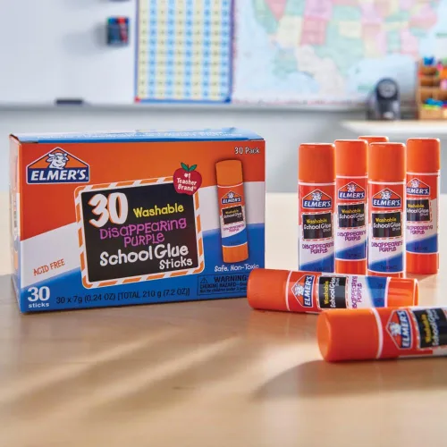 Miniatura 4 de Elmer's Barras de pegamento escolar púrpura desaparecidas, lavables, 0.27 onzas, 30 unidades, pósters, regreso a la escuela, paquete a granel