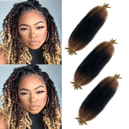 Miniatura 22 de Cabello afro Twist morado degradado de 16 pulgadas, cabello Marley pre-separado para rastas suaves, cabello trenzado Marley Twist Ombre Kinky Spring