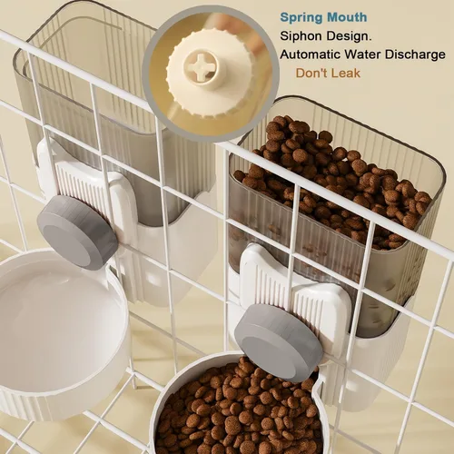 Miniatura 5 de Lemtrflo Comedero para conejos para jaulas, alimentador automático colgante para gatos y dispensador de agua, accesorios para jaula de hurones