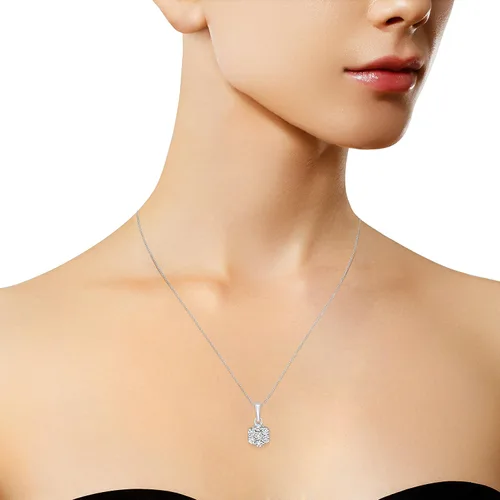 Miniatura 4 de Haus of Brilliance . Collar con colgante de plata de ley 925 de 12 qttw cultivado en laboratorio con 7 piedras en racimo floral de 18 pulgadas
