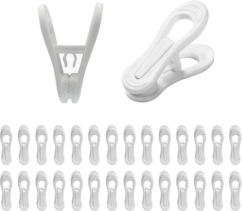 Miniatura 7 de Clips de plástico resistentes para colgar – multiusos para jeans, faldas, suéteres y pantalones (30 unidades, blanco)