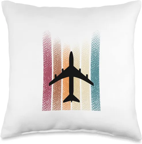 Cadeau Pilote Avion Vintage Aviation Idea de regalo vintage retro de piloto de avión para hombres, almohada Stewart, 16 x 16 pulgadas, multicolor
