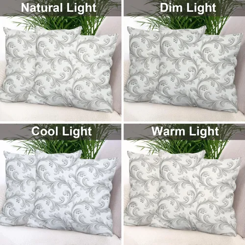 Miniatura 7 de Batmerry Juego de 2 fundas de almohada decorativas con estampado floral gris y blanco de 18 x 18 pulgadas, estilo victoriano con patrón de flores